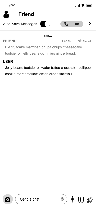 Wireframe of Snapchat pinned message.