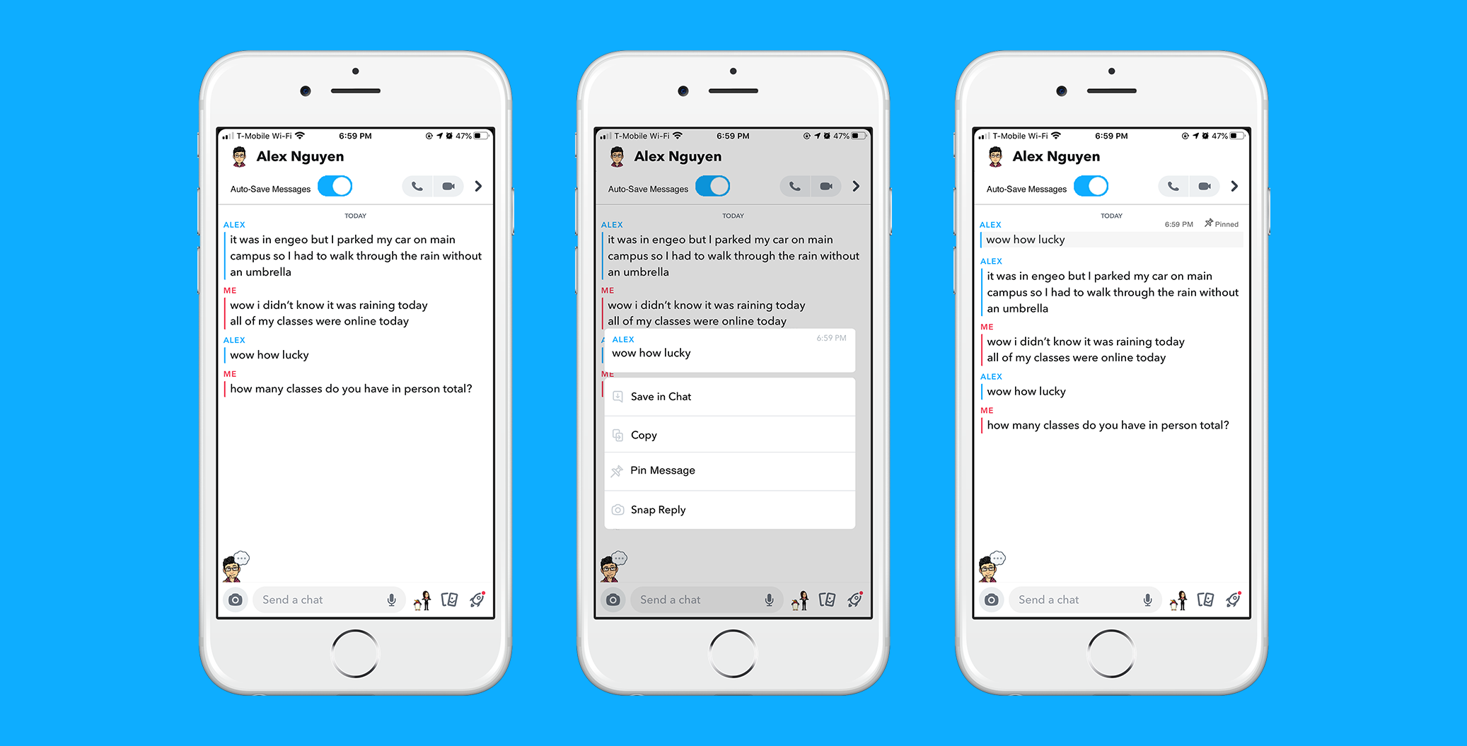 Mockups of redesigned Snapchat user flow.